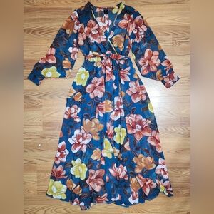 Kate & Lily Womens Floral Maxi Dress Sz8 Fairy Cottagecore Bohemian Fall Chiffon